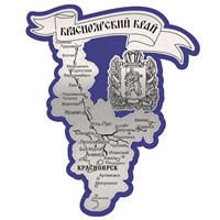 Магнит зеркальный на цветной подложке Карта с символикой Красноярска - фото 73646