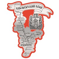Магнит зеркальный на цветной подложке Карта с символикой Красноярска - фото 73647
