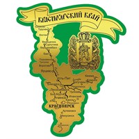 Магнит зеркальный на цветной подложке Карта с символикой Красноярска - фото 73648