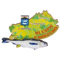 Сувенирный магнит Шикотан карта Вашего региона, края или области с рыбой - фото 73870