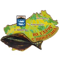 Сувенирный магнит Шикотан карта Вашего региона, края или области с рыбой - фото 74060