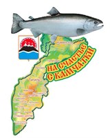 Магнит Карта цветная Камчатка с рыбами 29152 - фото 75066