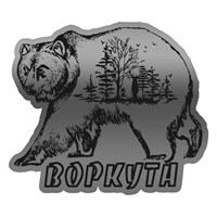 Зеркальный магнит Медведь вид 1 с символикой Воркуты - фото 77585