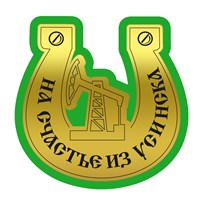 Зеркальный магнит на цветной подложке Подкова с нефтиекачкой и символикой Усинска - фото 77838