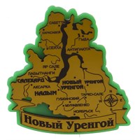 Магнитик зеркальный на цветной подложке Карта с символикой Нового Уренгоя - фото 78055