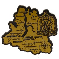 Магнит зеркальный на цветной подложке Карта с гербом и символикой Нового Уренгоя - фото 78273