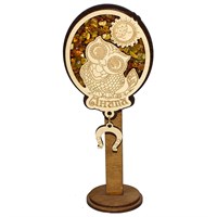 Сувенирный магнитик с янтарем Совушка с подвесной деталью и символикой Вашего города - фото 80667