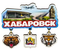 Магнитик цветной однослойный с подвесными деталями сувенир города Хабаровска - фото 81695