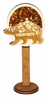 Сувенирный магнит с натуральным янтарем и медведем Хабаровск - фото 82620