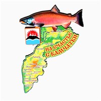 Магнит Карта цветная Камчатка с рыбами 29152 - фото 83207