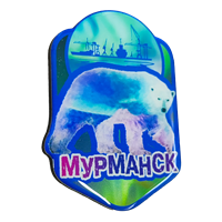 Магнит со смолой Медведь круг кран Мурманск 31174 - фото 84718