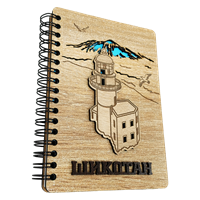 Блокнот деревянный с гравировкой маяк Шикотан 31289 - фото 85275