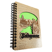 Блокнот деревянный с гравировкой медведь горы Хабаровск 31309 - фото 85371