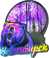 Магнит со смолой Медведь круг фиолетовый лес Новосибирск 31342 - фото 85841