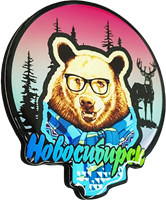 Магнитик смола круг медведь очки Новосибирск 31347 - фото 85858