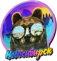 Магнитик смола медведь большие очки круг Новосибирск 31350 - фото 85937