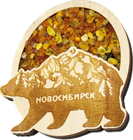 Магнитик янтарь круг медведь гора Новосибирск 31352 - фото 85944