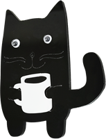 Магнит черно-белый кот с кружкой 31446 - фото 86281