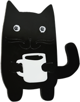 Магнит черно-белый кот с кружкой 31446 - фото 86282