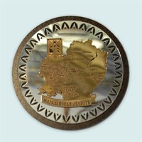Купить магнитик зеркальный комбинированный золотая карта в круглой рамке - фото 8664