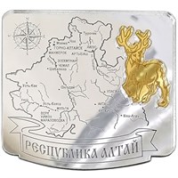 Магнит зеркальный комбинированный Карта с оленем Республики Алтай 30210 - фото 87180