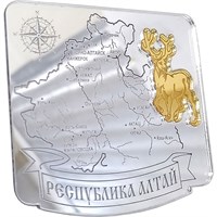 Магнит зеркальный комбинированный Карта с оленем Республики Алтай 30210 - фото 87181