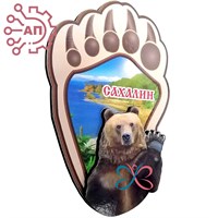 Магнит II Лапа медведя с медведем Сахалин 2447 - фото 87717
