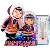 Магнит Этно дети с термометром Магадан FS006536 - фото 87723
