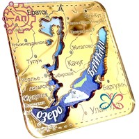 Магнит зеркальный с картинкой Квадрат Карта золото Байкал 31919 - фото 88247
