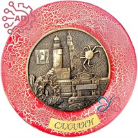 Тарелка сувенирная с 3D вставкой из гипса Коллаж с крабом Сахалин 31930 - фото 88318
