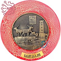 Тарелка сувенирная с 3D вставкой из гипса Олени Магадан 31946 - фото 88467
