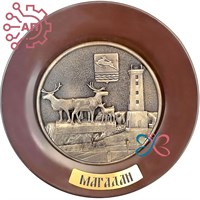 Тарелка сувенирная с 3D вставкой из гипса Олени Магадан 31946 - фото 88471