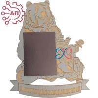 Магнит зеркальный 1 слой Медведь с гербом на ленте Камчатка FS006836 - фото 88484