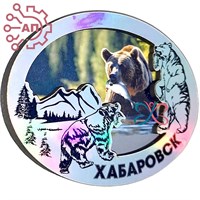 Магнит II Овал с медведями Хабаровск 31948 - фото 88496
