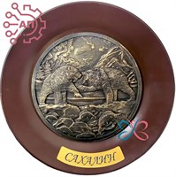 Тарелка сувенирная с 3D вставкой из гипса Медведи Сахалин 30642 - фото 88567