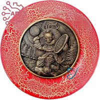 Тарелка сувенирная с 3D вставкой из гипса Шаман с бубном Байкал 31957 - фото 88571
