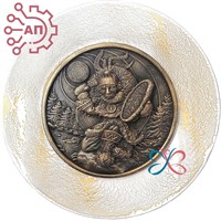 Тарелка сувенирная с 3D вставкой из гипса Шаман с бубном Байкал 31957 - фото 88573