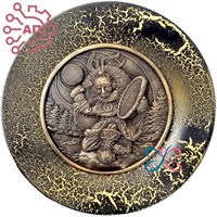 Тарелка сувенирная с 3D вставкой из гипса Шаман с бубном Байкал 31957 - фото 88574