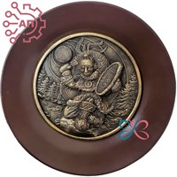 Тарелка сувенирная с 3D вставкой из гипса Шаман с бубном Байкал 31957 - фото 88576