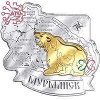 Магнит зеркальный комбинированный Медведь на карте Мурманск 29237 - фото 88905