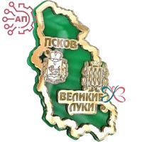Магнит II зеркальный на пластике Карта с гербом Великие Луки 29793 - фото 89299