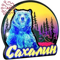 Магнит со смолой Медведь в круге Сахалин 29843 - фото 89607