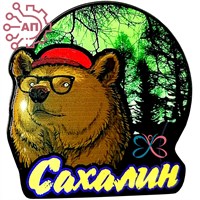 Магнит со смолой Медведь в кепке Сахалин 29848 - фото 89609
