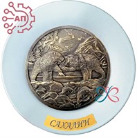 Тарелка сувенирная с 3D вставкой из гипса Медведи Сахалин 30642 - фото 89676