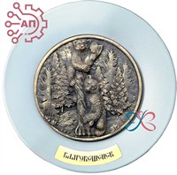 Тарелка сувенирная с 3D вставкой из гипса Медведи на дереве Благовещенск 31914 - фото 89708