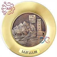 Тарелка сувенирная с 3D вставкой из гипса Мамонт Время Магадан 31944 - фото 89756