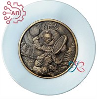 Тарелка сувенирная с 3D вставкой из гипса Шаман с бубном Байкал 31957 - фото 89790