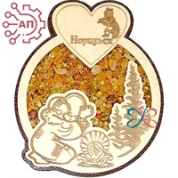 Магнит с янтарем девочка с бубном и сердцем Норильск 28809 - фото 89832