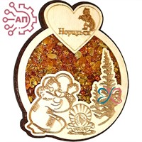 Магнит с янтарем девочка с бубном и сердцем Норильск 28809 - фото 89833