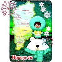 Шкатулка малая резная со смолой Этно девочка с медведем и картой Норильск 32205 - фото 89835